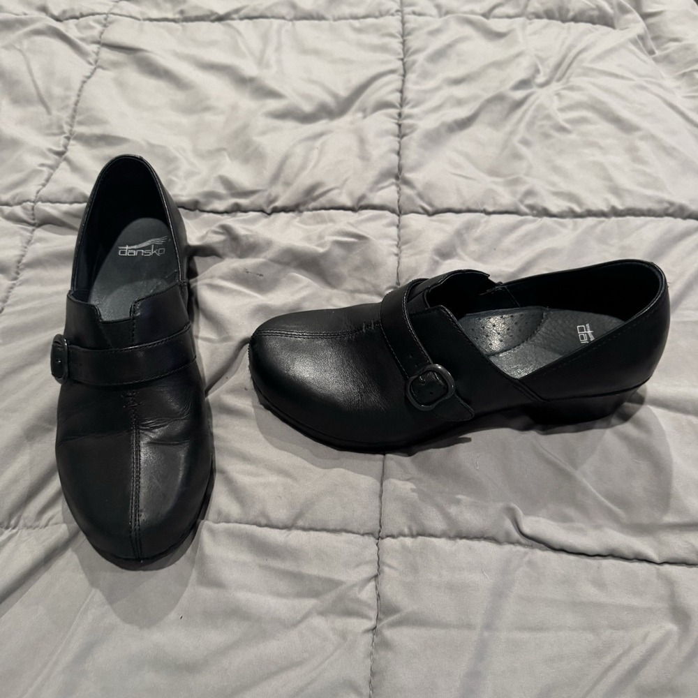 Dansko Tamara Leather Buckle Monk Strap Clog Style Black Womens EU‎ 40